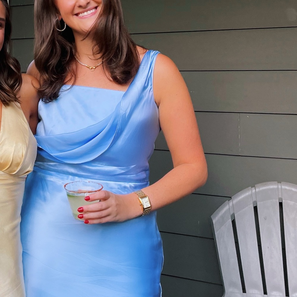 Amanda Uprichard Sky Blue Draped Mini Dress